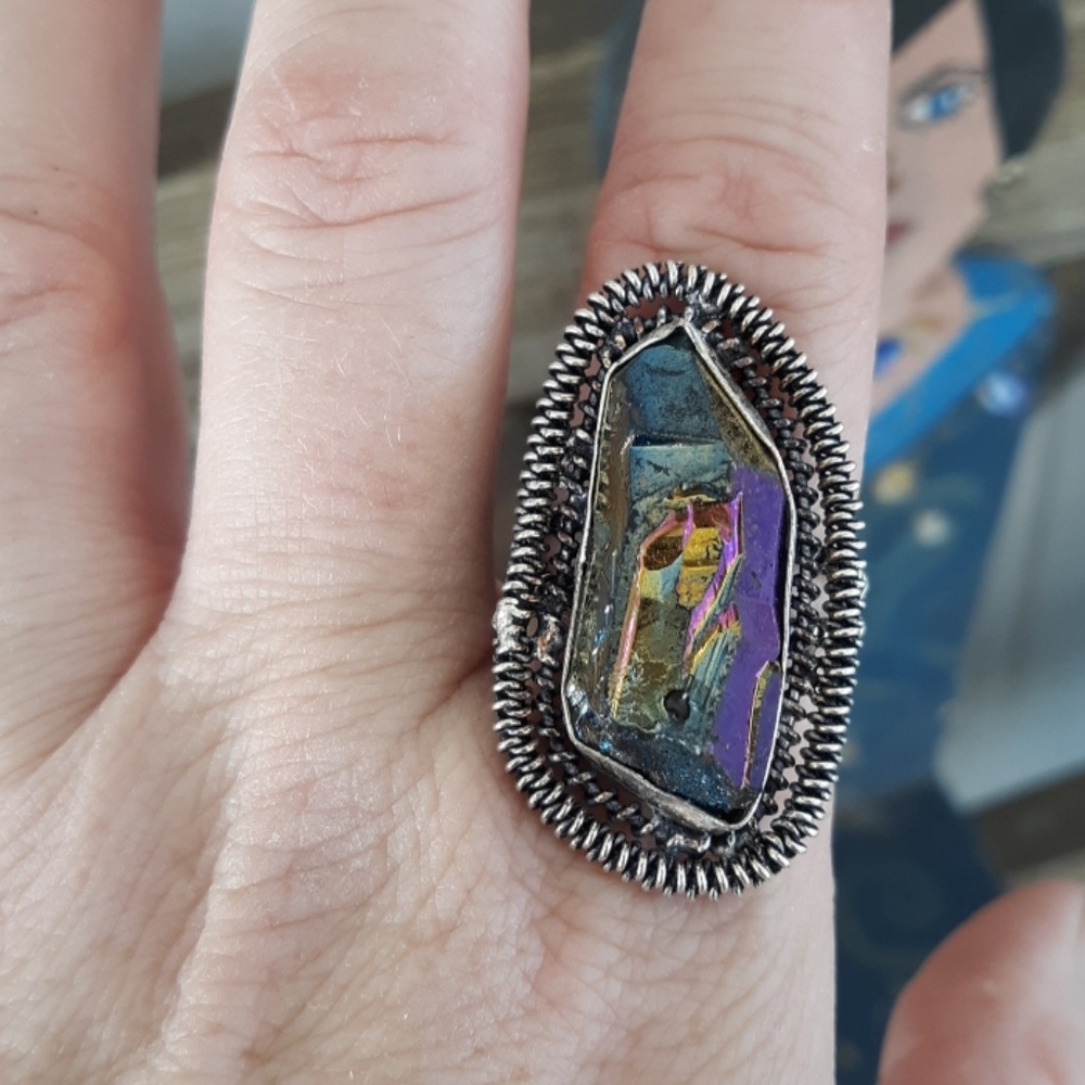 New Titanium Crystal Wire Wrapped Ring.